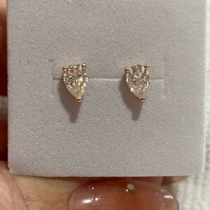 Pear-Cut moissanite set in rose gold filled sterling silver earrings